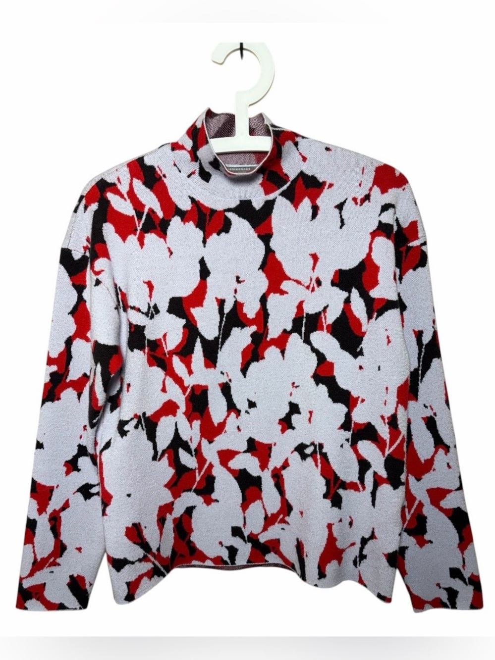 Anthropologie Lizzie Mock Neck Floral Knit Sweater Small